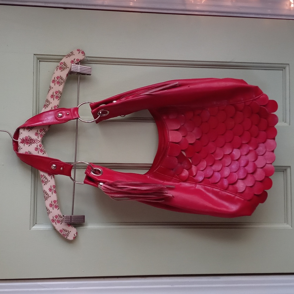 Women's Red Hot hobo faux leather handbag shoulder bag purse